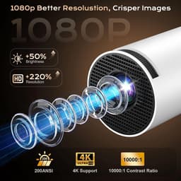 Mini beamer - Projector thuis - Film avond - 260 ANSI lumen - 200 inch - Wit — thumbnail 3