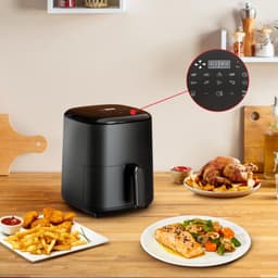 Heteluchtfriteuse - Airfryer - Gezond Koken - 10 Automatische Programma's - 5 Liter - Zwart — thumbnail 2