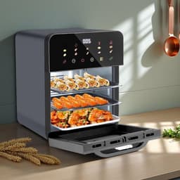 Heteluchtoven Airfryer - Keukenoven Multifunctioneel - Gerechten Bereiden - Dubbellaags Koken - 28x31x34 cm - Roestvrij Staal — thumbnail 1