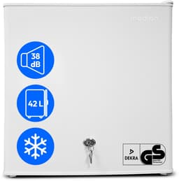MEDION Mini koelkast met slot en vriesvak 42 L, stille kleine koelkast voor kantoor hotel minibar camping gaming, drank voedsel ijs, deur omkeerbaar, MD 370001 wit — thumbnail 1