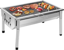 Florixa® Tafel Bbq Houtskool - Weber Bbq -Boretti Bbq - Houtskool - Zilver - 28cm x 40cm x 22cm — thumbnail 1