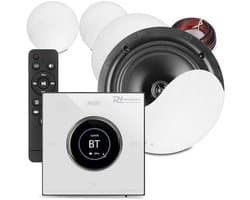 Power Dynamics Powerline B100W inbouw versterker met 4 plafondspeakers - 6.5 inch - 4x 25W - Wit