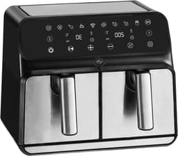 Dubbele Airfryer - Heteluchtfriteuse - Gezond Koken - Twee Manden - 8 Liter - Zwart — thumbnail 1