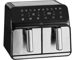Dubbele Airfryer - Heteluchtfriteuse - Gezond Koken - Twee Manden - 8 Liter - Zwart