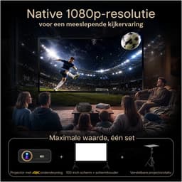 Beamer met WiFi & Bluetooth, 100 Inch Projectiescherm & Standaard van MMOBIEL – Native 1080P, 900 ANSI, 4K Ondersteuning, Automatische Keystone Correctie, 50-300 Inch – Voor HDMI, USB, iOS & Android — thumbnail 3