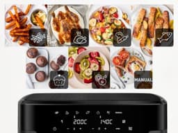 Heteluchtfriteuse Dubbel - Airfryer XXL - Grote Maaltijden Bereiden - Dubbele Lades - 11 Liter Inhoud - Zwart — thumbnail 4