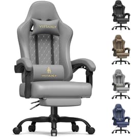 Homaxy - Game Stoel - Gaming Stoel - Gaming Stoel - Ergonomische Bureaustoel - Gamestoel - Verstelbaar - Gaming Chair - Inclusief voetensteun - Grijs — thumbnail 1