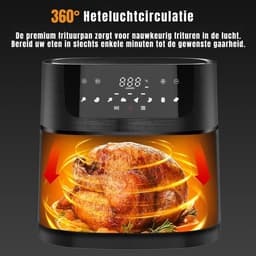RUX® Airfryer XXL - Mini-oven - Heteluchtfriteuse - 9L - 8 Programma's - Zwart - 30cm x 36cm x 30cm — thumbnail 7
