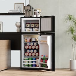 Mini Koelkast Met Vriesvak - 92 Liter, Glazen Deur, LED Verlichting - Stil, Energiezuinig - Voor Kantoor, Slaapkamer, Woonkamer — thumbnail 5