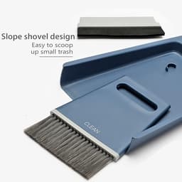 Stoffer en Blik Set - Mini Bezem - Bureau Reiniging - Niet-slip Beker - 19.6x13x3.2cm - Blauw — thumbnail 2