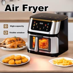 Heteluchtfriteuse Oven - Digitale Airfryer - Gezond Koken - 8-in-1 Multifunctioneel - 10 Liter - Zilver — thumbnail 3