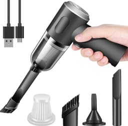 Draadloze handstofzuiger voor in de auto, krachtige oplaadbare mini-stofzuiger voor thuis en op het bureau. — thumbnail 1