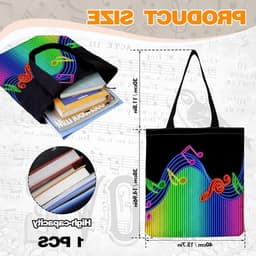 Trendy Herbruikbare Schoudertas met Muzieknoten - Ideaal voor Dagelijks Gebruik, Canvas Tas, Zwarte Tas voor Muziekliefhebbers — thumbnail 2