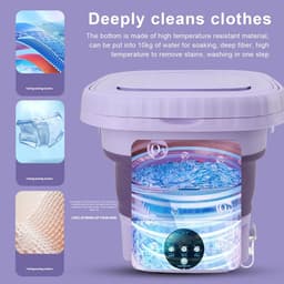 Vt products - Draagbare wasmachine - Mini-wasmachine - Opvouwbaar en groot 11L - Compact formaat - Babykleding - Volautomatisch en gebruiksvriendelijk — thumbnail 2
