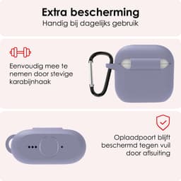 Hoes - Geschikt voor Apple AirPods 4 - Siliconen Hoesje met Clip - Silicone Case Cover - Lila — thumbnail 5