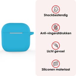 Hoes - Geschikt voor Apple AirPods 4 - Siliconen Hoesje met Clip - Silicone Case Cover - Lichtblauw — thumbnail 3