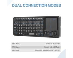 Rii K06 Mini Bluetooth Keyboard,Backlit 2.4GHz Wireless Keyboard with IR Learning, Portable Lightweight with Touchpad Compatible with Android TV Box, Mac, Laptop, Windows, Tablet(BT and 2.4G Version)