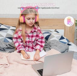 StayPowered Kinder Bluetooth Hoofdtelefoon - Perfect voor School & Reis - Veilig Volumeniveau - Heldere Geluidskwaliteit - met LED - Draadloos & Bekabeld - Versterkt Materiaal - Lange Batterijduur - Roze - Levering Sneller dan Aangegeven! — thumbnail 2