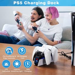 YONO Oplaadstation geschikt voor Playstation PS5 DualSense Controller - Dual Oplader - Charging Dock - Accessoires - Wit — thumbnail 3