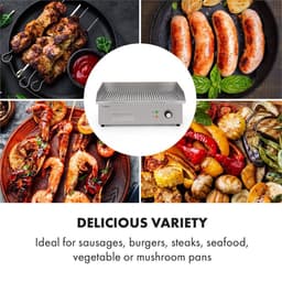 Klarstein Grillmeile 3000R Pro - elektrische bbq - 3000W,5x35 cm - Geribbeld - Zilver - 22 kg - voor Horeca - LED Thermostaat Energiezuinig - Tafelgrill - Indoor Grill - Tischgrill - Elektrische Grill - voor Snackbar - voor Foodtruck — thumbnail 3