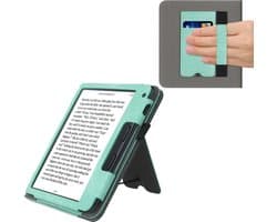 kwmobile flip cover voor e-reader - geschikt voor Kobo Libra 2 - Van imitatieleer en -suède - In mintgroen / donkergrijs