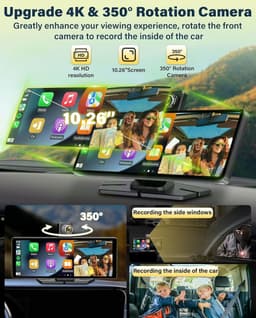 10.26 Inch Wireless Carplay Android Display with Apple Carplay, 4K Dashcam, and HD IPS Touchscreen — thumbnail 5