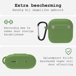 Case - Geschikt voor Apple AirPods 4 - Siliconen Hoes met Clip - Silicone Hoesje Cover - Donkergroen — thumbnail 5
