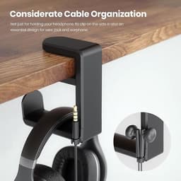 Headset Standaard - Koptelefoon Houder voor onder Bureau - Koptelefoon Standaard - Verstelbare Headset Stand - Headset Hanger - Koptelefoon Standaard - 10.16*11.43*4.1cm - zwart - ABS — thumbnail 2