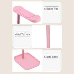 hoofdtelefoonstand Stand niet -slip bodem gaming headset houder hanger mount geschikt voor alle maten ideaal voor slaapkamer kantooropnamestudio met ABS aluminium (Roze) — thumbnail 3
