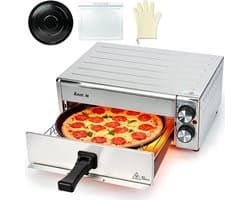 Elektrische Pizzaoven en Heteluchtfriteuse (Airfryer) - RVS, 1800W, Timer & Temperatuur Instelbaar