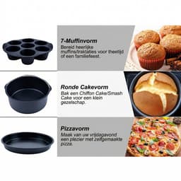 Airfryer Accessoires Set 8 Inch – 11-delig – Bakvorm, Pizza Pan, Cakevorm, Rek & Siliconen Vorm – Geschikt voor Airfryer — thumbnail 11