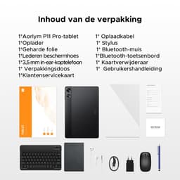 Aorlym P11 Pro - Tablet - 48 GB RAM (8+40 GB) + 128 GB ROM (2 TB/TF) - 11 inch FHD+ 90 Hz - Android 16 - 8800 mAh/18 W - T7250 - Dubbele luidsprekers - Gemini AI - Face ID - Widevine L1 - Complete accessoirebundel met toetsenbord en stylus- Zwart — thumbnail 3