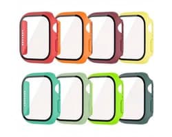 8-delige set Meerdere kleuren – 46 mm Apple Watch Series 10 / 11 | PC beschermhoes met geïntegreerde geharde glazen screenprotector