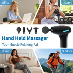 Massagepistool - Spierontspanning - Herstel na sport - 3-in-1 afneembaar ontwerp - 4 massagekoppen - Zwart — thumbnail 5