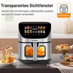 Airfryer XXL - 8.5 Liter - Met Kijkvenster - Digitale Heteluchtfriteuse - 12 Programma's - Kleuren Touchscreen - 1800W - Zwart — thumbnail 10