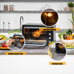 DYNA® Heteluchtoven - Oven - Airfryer Oven - Zwart - 56cm x 41cm x 35cm — thumbnail 7