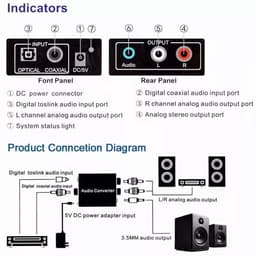 DAC Audio Converter Digitaal naar Analoog – Optisch Toslink/Coax naar RCA – 3.5mm Jack – 24-bit – 96kHz – Voor TV, Versterker & Home Cinema — thumbnail 2