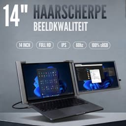 Portable Monitor Link 14.1" - Full HD Draagbare monitor met USB-C & HDMI - Extra scherm laptop - Plug & Play - Incl. Draagtas — thumbnail 3