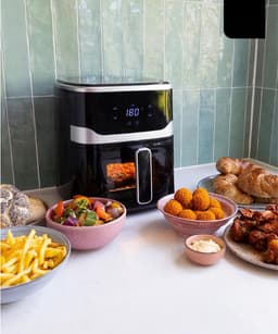 DYNA® Mini Airfryer - Airfryer - Heteluchtfriteuse - Compact - Zwart - 32cm x 25cm x 31cm — thumbnail 4