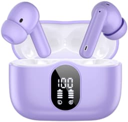 SBG Draadloze Oordopjes - Noise Cancelling - Headset - Bluetooth 5.4 - Earbuds oplaadcase - LED Display - Met Microfoon - Extra dopjes - Paars — thumbnail 1