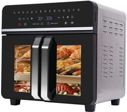 Heteluchtfriteuse – Airfryer - Airfryer Oven XXL - 23L - Dubbele Lades - 2200W - 240V - LED Touchscreen – 15 Programma’s - Kijkvenster - Zwart — thumbnail 1
