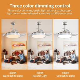 Stijlvolle Plafondventilator met 3 Kleuren LED Verlichting en Afstandsbediening – Stil & Energiezuinig — thumbnail 1