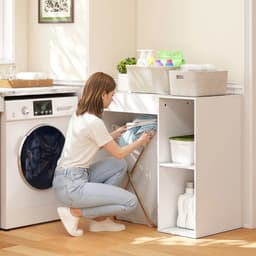 Wasmachine rek - Ombouw - Kast - Opbouwmeubel - Verhoger - Wasmachine meubel - Opbergkast - Ijzer - Wit — thumbnail 5