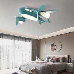 Moderne Dimbaar LED Plafondlamp Kinderkamer Vliegtuig 48W - Wit/Warm/Koud Licht - Ø60cm of Ø70cm — thumbnail 3