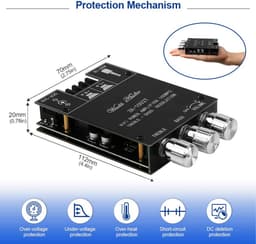 Krachtige Mini Stereo Audio Versterker Module met Bluetooth 5.0 en Bas/Treble Controle — thumbnail 5