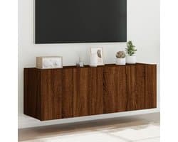 TV Wandmeubel Set - Ophangmeubel Media - Woonkamer Opbergen - Geïntegreerde LED - 60x35x41 cm - Eiken Bruin