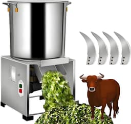 Keukenmachine Groentesnijder - Commerciële Snijder - Dierenvoer Bereiden - Hoge Capaciteit 120kg/u - 30x30x55cm - Zilver — thumbnail 1