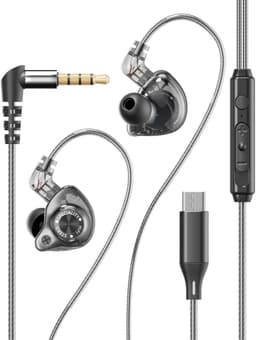 Bedrade In-ear Koptelefoon – HiFi Geluid – Afneembare 2-Pins Kabel – 3g Lichtgewicht – Ingebouwde Microfoon – Type-C / 3,5mm – Voor Muziek en Gaming — thumbnail 1