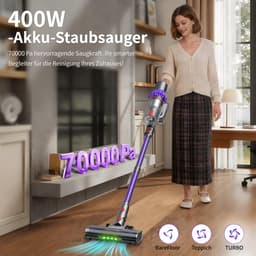 Steelstofzuiger - accu stofzuiger - Steelstofzuiger Draadloos 70000PA - LED-Display - draadloze stofzuiger - 3 Standen Zuigkracht -Steelstofzuigers - Anti-klit vloerborstel - 20-60 Min Werktijd - 1,8L - Paars — thumbnail 2