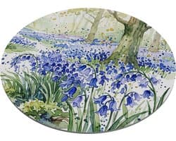 Ronde Muismat Aquarel Series - Blauwe Boshyacinten in het Bos Print - Lente Natuur Schildering voor Kantoor en Thuiswerkplek - Uniek Bureau Accessoire Cadeau voor haar: Vriendin & Collega - Decoratieve Computer Muis Mat voor Laptop